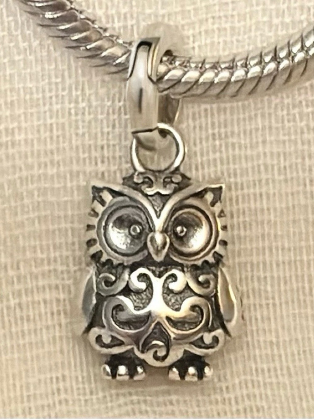 Filigree Owl Clip Charm |Vintage Style | 925 Sterling | Carabiner Clip